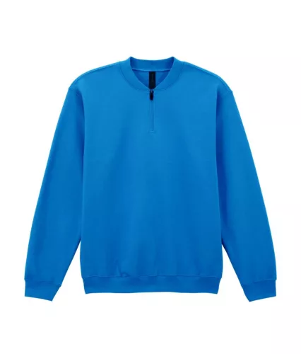 Gildan SOFTSTYLE® - Bolyhos belsős, 1/4 cipzáras férfi pulóver - Királykék - 3XL