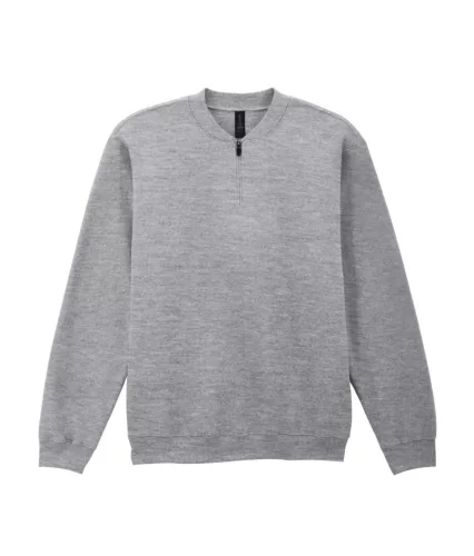 Gildan SOFTSTYLE® - Bolyhos belsős, 1/4 cipzáras férfi pulóver - Sport Grey - XL
