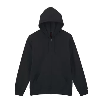   Gildan SOFTSTYLE® - Bolyhosz belsős, kapucnis, cipzáras férfi pulóver - Fekete - 2XL