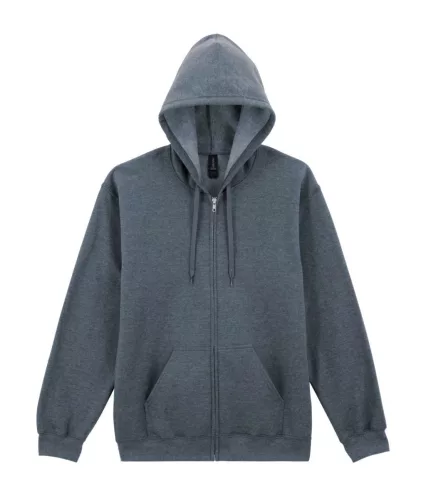 Gildan SOFTSTYLE® - Bolyhosz belsős, kapucnis, cipzáras férfi pulóver - Dark Heather - 3XL