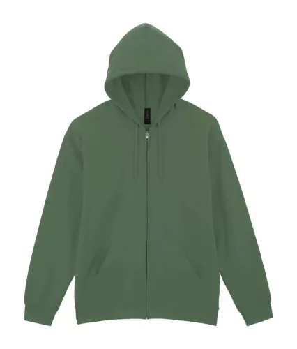 Gildan SOFTSTYLE® - Bolyhosz belsős, kapucnis, cipzáras férfi pulóver - Military Green - 3XL