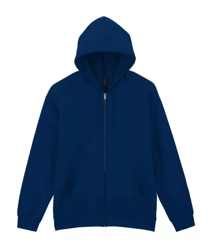 Gildan SOFTSTYLE® - Bolyhosz belsős, kapucnis, cipzáras férfi pulóver - Tengerészkék - XL