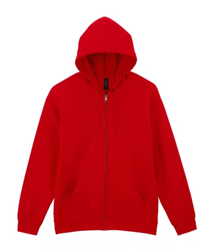 Gildan SOFTSTYLE® - Bolyhosz belsős, kapucnis, cipzáras férfi pulóver - Piros - XL