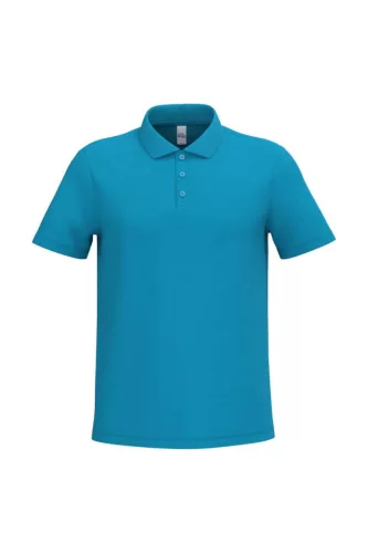 iDeal Basic - Pamut, pique galléros férfi póló - Ideal Atoll Blue - L