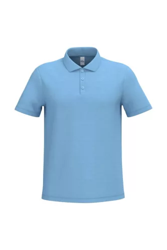 iDeal Basic - Pamut, pique galléros férfi póló - Ideal Sky Blue - L