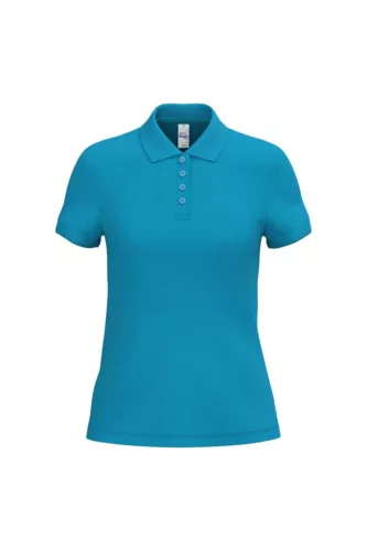 iDeal Basic - Pamut, pique galléros női póló - Ideal Atoll Blue - L