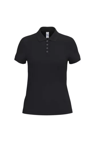 iDeal Basic - Pamut, pique galléros női póló - Ideal Black - XS