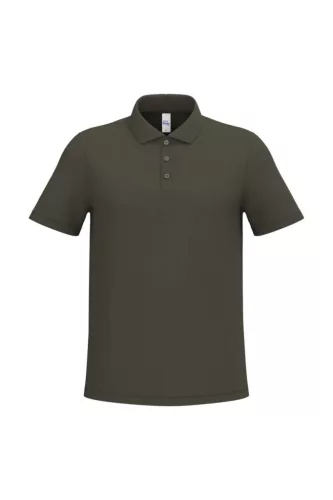 iDeal Basic - Egyenes szabású, pique galléros férfi póló - Khaki - 2XL
