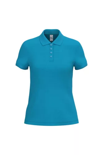 iDeal Basic - Egyenes szabású, pique galléros női póló - Ideal Atoll Blue - L