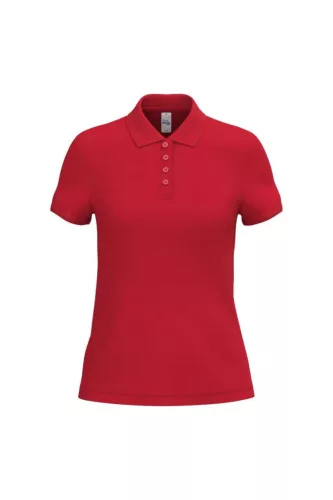iDeal Basic - Egyenes szabású, pique galléros női póló - Ideal Red - L
