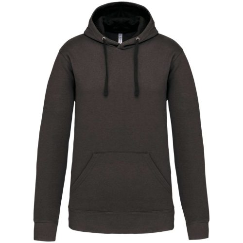 Kariban - Kontrasztos kapucnis, kenguruzsebes férfi pulóver - Sötétszürke/Fekete - 2XL
