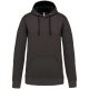 Kariban - Kontrasztos kapucnis, kenguruzsebes férfi pulóver - Sötétszürke/Fekete - 2XL