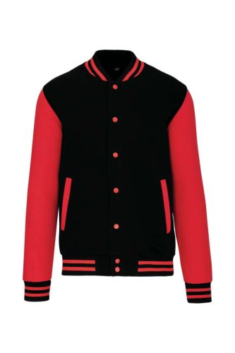 Kariban - Patentos, kontrasztos unisex Teddy felső - Fekete/Piros - 2XL