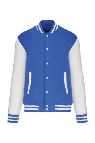 Kariban - Patentos, kontrasztos unisex Teddy felső - Világos királykék/Fehér - 2XL