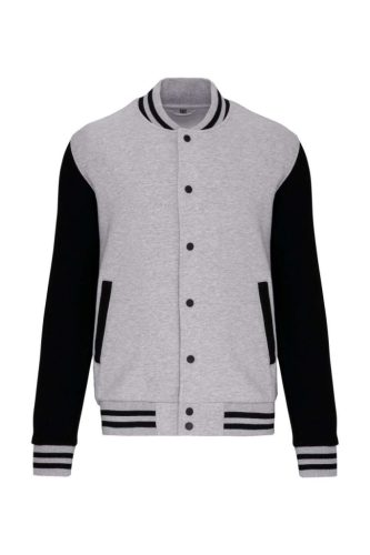 Kariban - Patentos, kontrasztos unisex Teddy felső - Szürke/Fekete - 2XL
