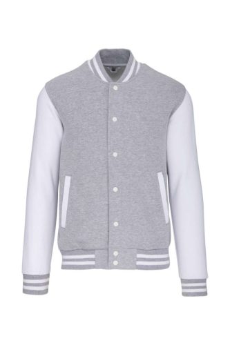 Kariban - Patentos, kontrasztos unisex Teddy felső - Szürke/Fehér - S