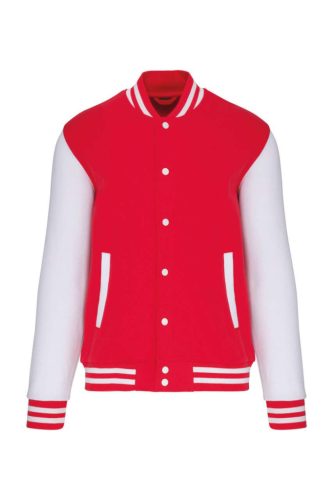 Kariban - Patentos, kontrasztos unisex Teddy felső - Fehér/Piros - S