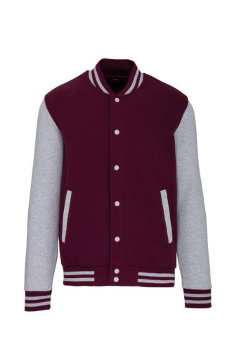 Kariban - Patentos, kontrasztos unisex Teddy felső - Vörös/Szürke - L