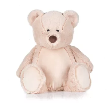   Mumbles Zippie - Mackó hímezhető pocakkal - Mid Brown - Ülve kb 32 cm