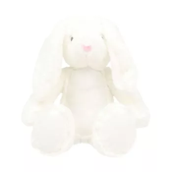   Mumbles Print Me - Fehér nyuszi emblémázható pocakkal - Ülve kb 20 cm