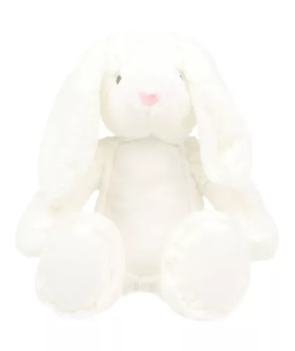 Mumbles Print Me - Fehér nyuszi emblémázható pocakkal - Ülve kb 20 cm