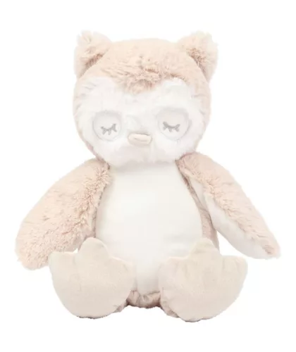 Mumbles Print Me - Világosbarna bagoly emblémázható pocakkal - Ülve kb 20 cm