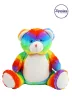 Mumbles Zippie - Szivárvány mackó emblémázható pocakkal - Kb 42 cm
