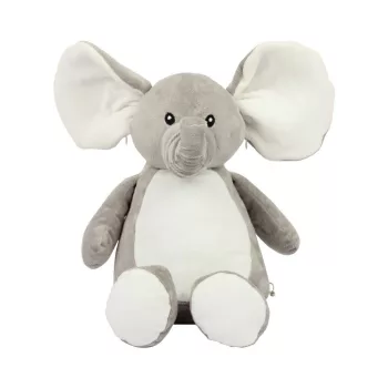   Mumbles Zippie - Szürke elefánt emblémázható pocakkal és fülekkel - Ülve kb 32 cm