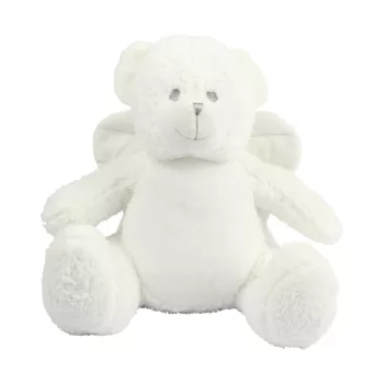   Mumbles Zippie - Fehér angyal mackó emblémázható pocakkal - Ülve kb 42 cm
