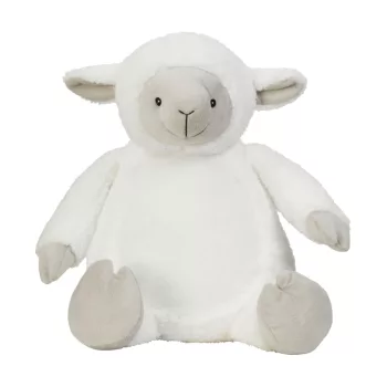   Mumbles Zippie - Bárány emblémázható pocakkal - Ülve kb 35 cm