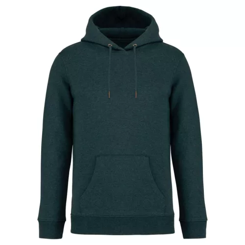 Native Spirit - Kapucnis, kenguru zsebes, bolyhos belsős unisex pulóver - Melírozott amazon zöld - 2XL