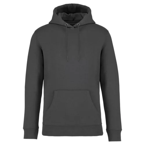 Native Spirit - Kapucnis, kenguru zsebes, bolyhos belsős unisex pulóver - Vasszürke - L