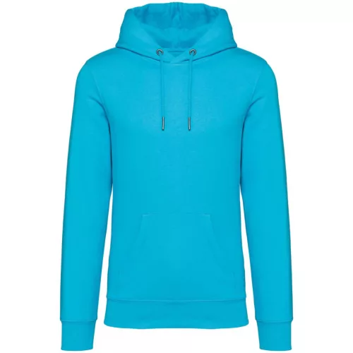 Native Spirit - Kapucnis, kenguru zsebes, bolyhos belsős unisex pulóver - Világos türkiz - M