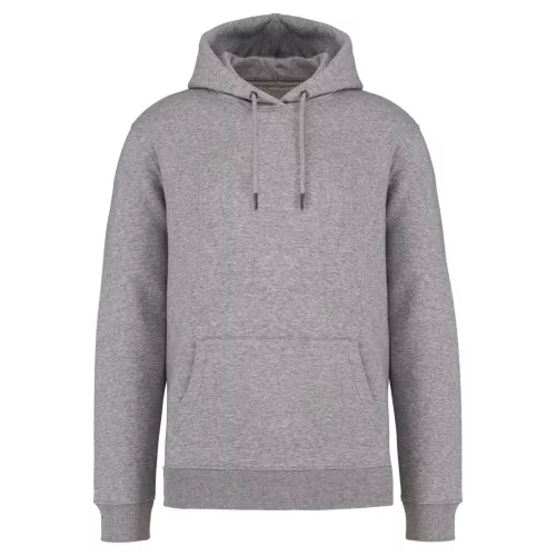 Native Spirit - Kapucnis, kenguru zsebes, bolyhos belsős unisex pulóver - Melírozott Holdszürke - S