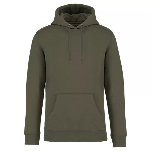 Native Spirit - Kapucnis, kenguru zsebes, bolyhos belsős unisex pulóver - Organic Khaki - 2XL