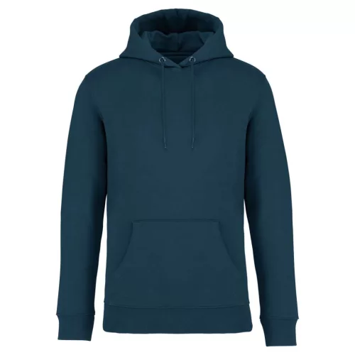 Native Spirit - Kapucnis, kenguru zsebes, bolyhos belsős unisex pulóver - Pávakék - M