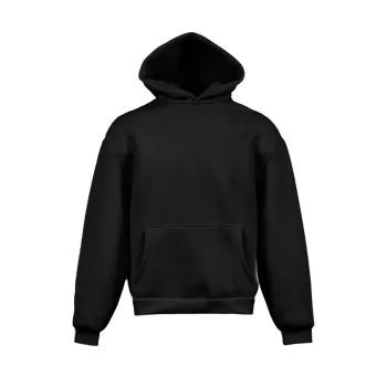   Vesti BOXY - Kenguru zsebes, kapucnis unisex pulóver - Fekete - M