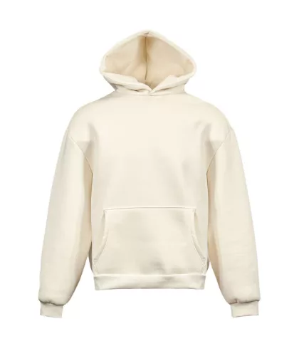 Vesti BOXY - Kenguru zsebes, kapucnis unisex pulóver - Krém - L