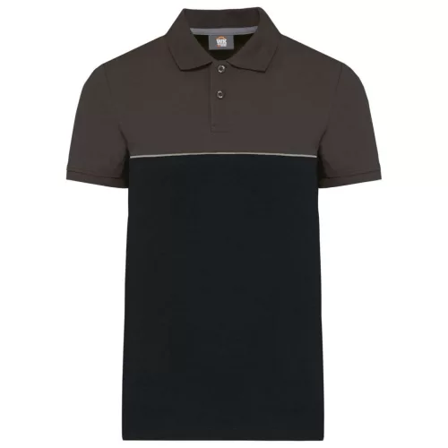 Designed To Work - Kontrasztos, pique unisex galléros póló - Fekete/Sötétszürke - L