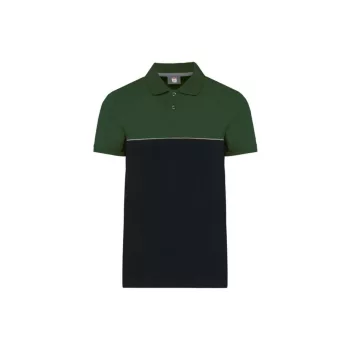   Designed To Work - Kontrasztos, pique unisex galléros póló - Fekete/Sötétzöld - S
