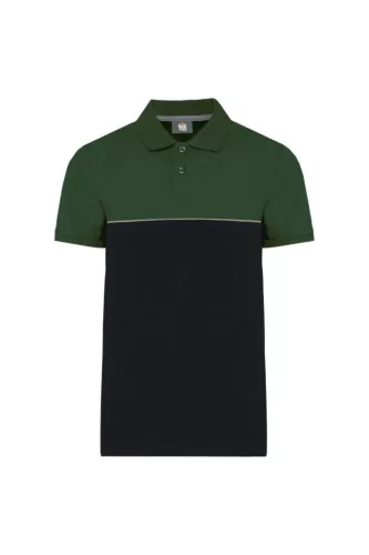 Designed To Work - Kontrasztos, pique unisex galléros póló - Fekete/Sötétzöld - S