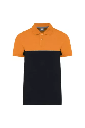 Designed To Work - Kontrasztos, pique unisex galléros póló - Fekete/Narancssárga - L