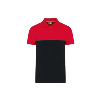   Designed To Work - Kontrasztos, pique unisex galléros póló - Fekete/Piros - L