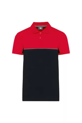 Designed To Work - Kontrasztos, pique unisex galléros póló - Fekete/Piros - L