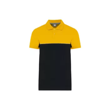   Designed To Work - Kontrasztos, pique unisex galléros póló - Fekete/Sárga - 2XL