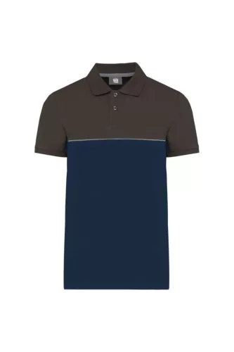 Designed To Work - Kontrasztos, pique unisex galléros póló - Tengerészkék/Sötétszürke - L