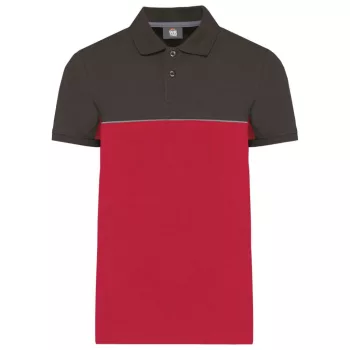   Designed To Work - Kontrasztos, pique unisex galléros póló - Piros/Sötétszürke - 2XL