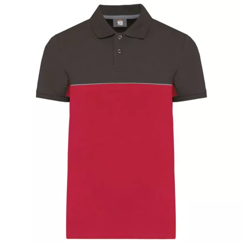 Designed To Work - Kontrasztos, pique unisex galléros póló - Piros/Sötétszürke - M