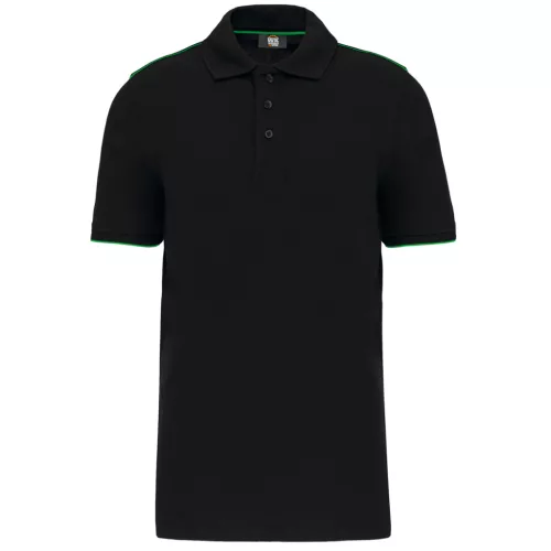 Designed To Work - Pique férfi galléros póló - Fekete/Kelly Green - 2XL