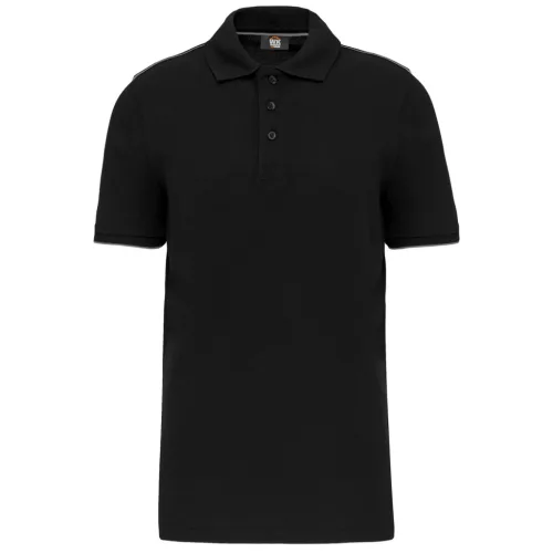 Designed To Work - Pique férfi galléros póló - Fekete/Ezüst - 5XL